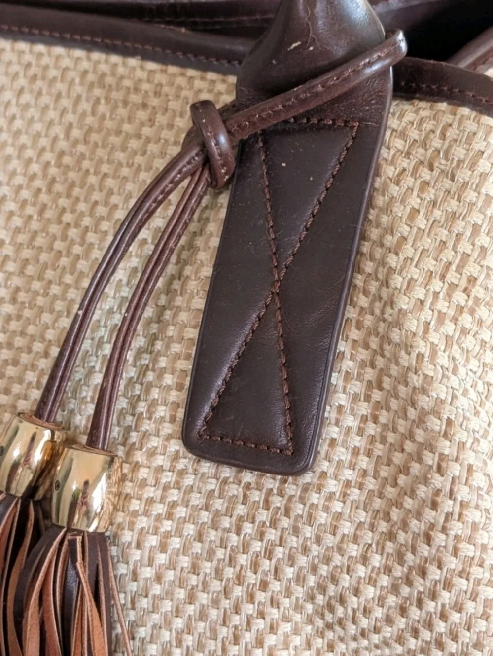 Adolfo Dominguez Stylish, High Quality Brown‎ Woven & Leather Handbag/Purse